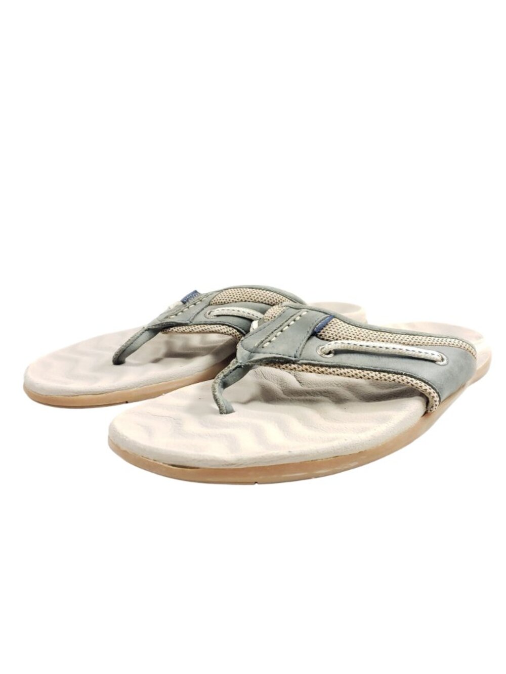 Sperry Mens Size 11 Gray Leather Flip Flop Sandals Non-Slip Sole - Picture 2 of 8